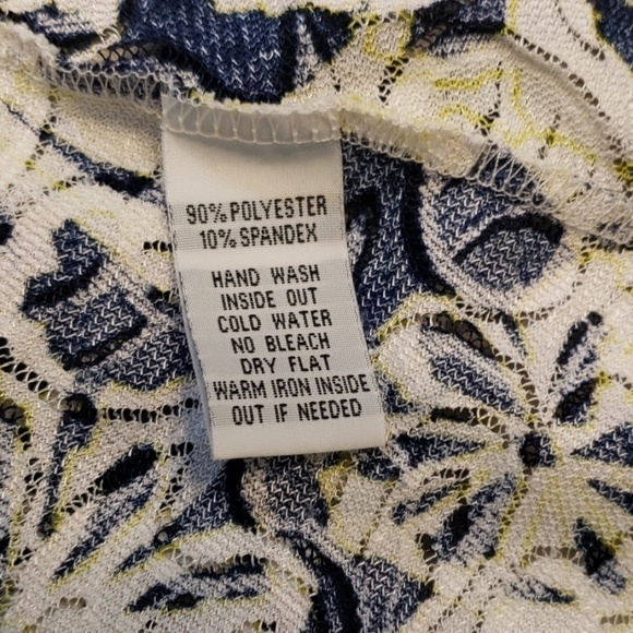 Mishca Tunic Top Sh-Slv Navy/ Wt/ Yellow EUC Md - Picture 7 of 8